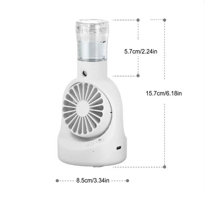 Ventilador de nebulización portátil, Mini ventilador de pulverización de mano, carga USB, suministros de refrigeración para exteriores con botella de nebulización para sala de estar y coche