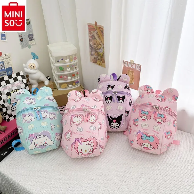 

MINISO 2024 New Anti Lost Cute Cartoon Kuromi Lightweight Backbone Protection Boys and Girls Kindergarten Travel Bag