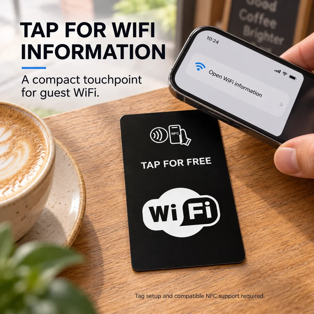 1pc Black NFC WiFi Information Card PVC 215 Chip Rewritable for Guest Network Details Buyer Setup Required Before Use