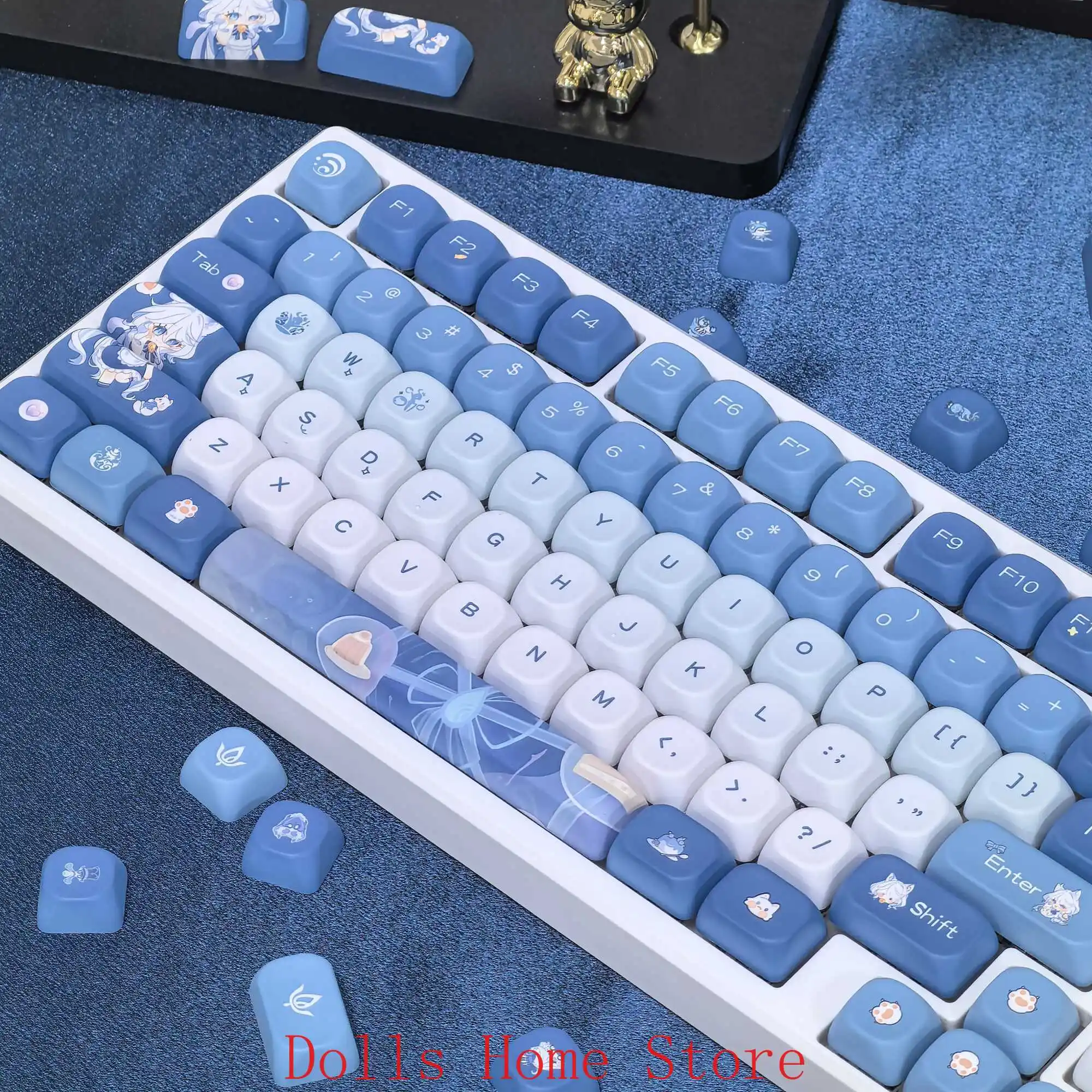 

Anime Genshin Impact Balladeer Furina Wanderer Keqing Xiao Scaramouche Focalors Cosplay Cartoon Keycaps Mascot Keyboard Cap Gift
