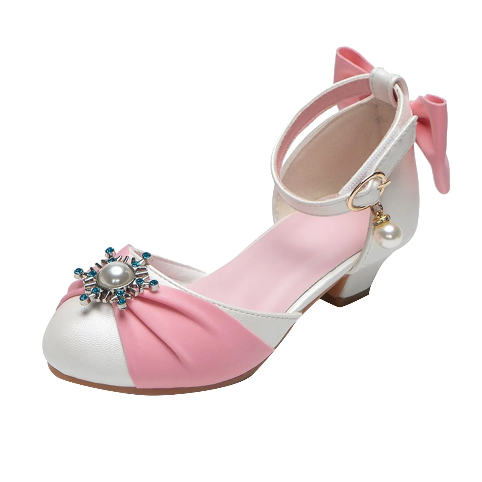 Girl High-heeled Sandals Children\'s Summer Pink Sandals Kids Piano Performance Crystal Shoes Princess Dress Catwalk Shows Sandal