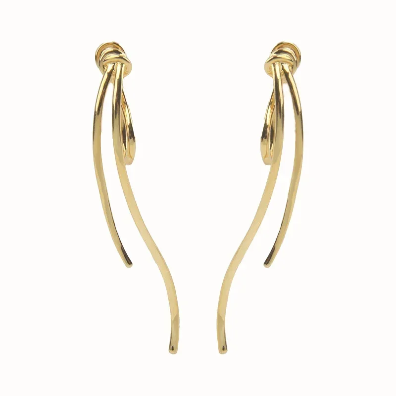 Modern Jewelry Vintage Temperament Long Metal Bowknot Earrings For Women Party Gifts Simply Design 2024 Trend New Accessories