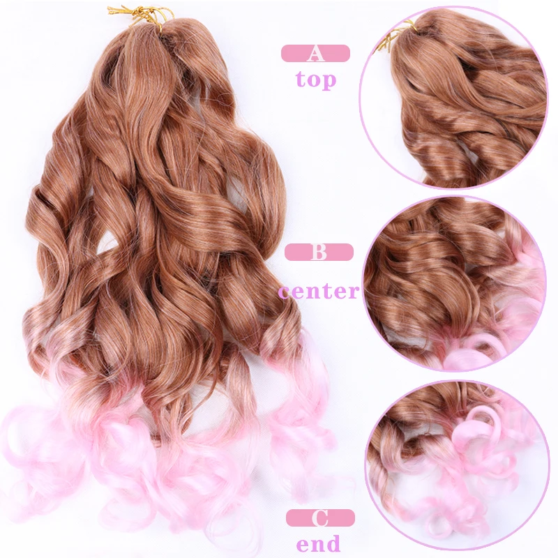 French Curls Ombre Synthetic Braiding Hair Crochet Braid Spiral Curly Loose Wave Yaki Pony Shiny Silky Hair for Black Women