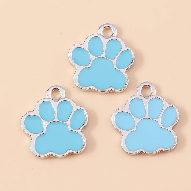 20 Stück Cartoon-Tier-Hunde-Anhänger, Emaille-Pfotenabdruck-Charms für Schmuckherstellung, Ohrringe, Halsketten, Armbänder, DIY-Geschenke – Detail 4