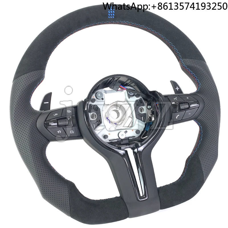 

For BMW F20 F22 F87 F80 F30 F31 F32 F33 F34 F36F10F11F12F05 Black Customization Suede Leather Smooth Leather Steering Wheel