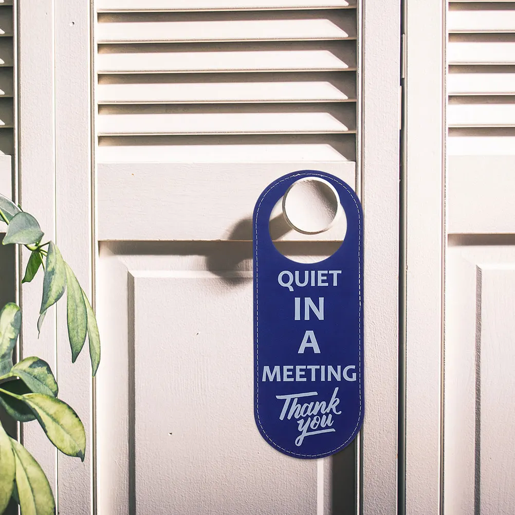 

2Pcs PU Door Hanger Sign Elegant Out of Office Door Knob Marker for Office Conference Room in Meeting Occupied Status Display