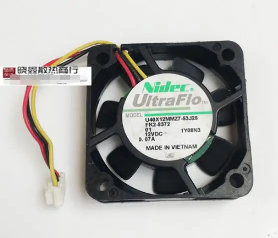 

Nidec U40X12MMZ7-53J25 DC 12V 0.07A 40x40x10mm 3-Wire Server Cooling Fan