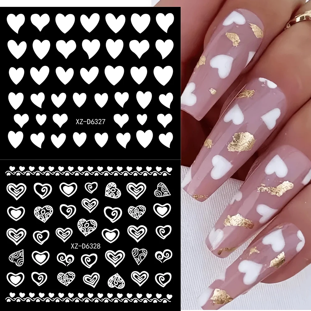 30 pegatinas de uñas con patrón Retro mezclado, puntas de uñas postizas francesas, calcomanías de uñas de línea Irregular, hojas de Roes, corazón, luz de estrellas, deslizador de uñas