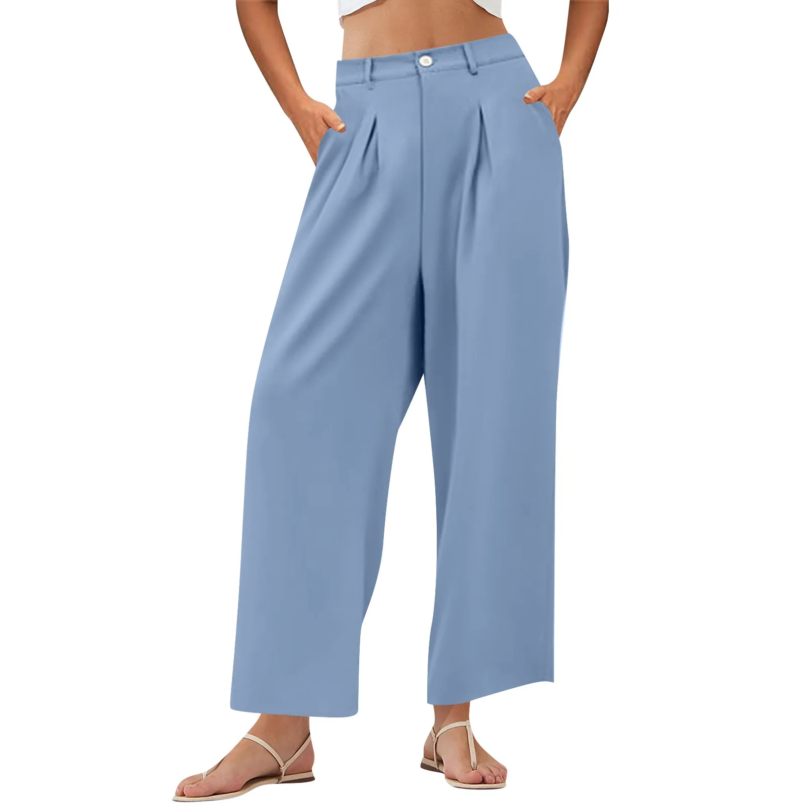 Damen hose neue lässige hohe Taille doppelt plissiert weites Bein Anzug Büro Damen hose Mode Sommer lose Hose