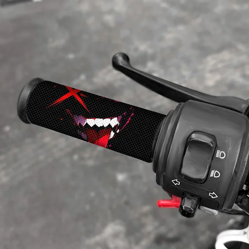 2Pcs 2D Flat Devil Face Handlebar Vinyl Sticker, Waterproof Decal for E-Bike Bike Scooter Decor, Holiday Gift