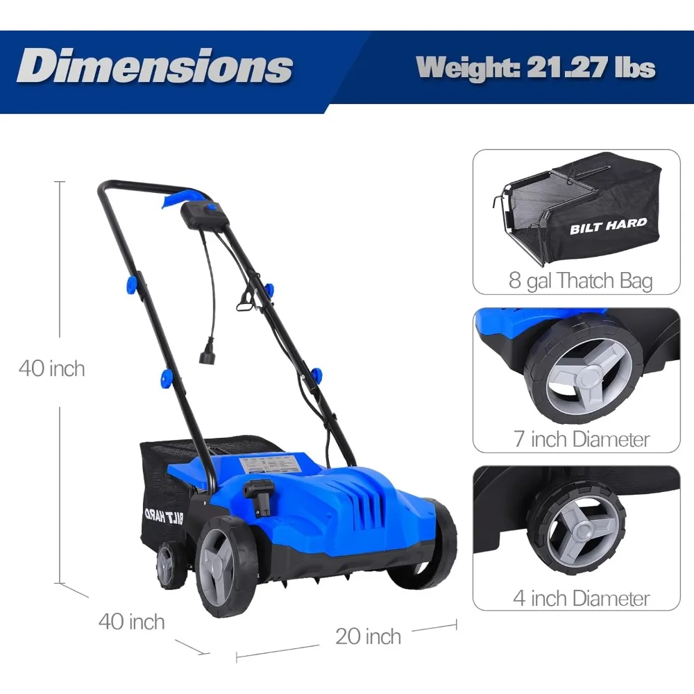 محرك نحاسي كهربائي 12 أمبير، عرض جرف 13 بوصة، كيس مناديل سعة 8 جالون، مهوية 2 في 1 خلف العشب #6