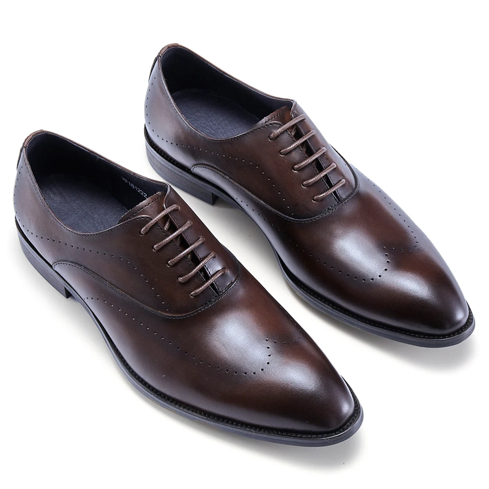 

2024 Men's Handmade Full-Grain Genuine Leather Oxford Dress Shoes High Quality Business Casual Daily Life Footwear