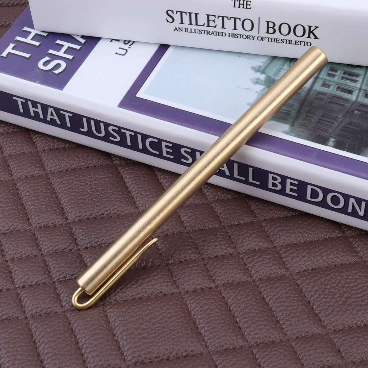 

Metal 14.5X0.9Cm Black Ink Solid Brass Fine Line Smooth Writing Office Sign Pen Gift For Men Women Signature Pens Gel Pen