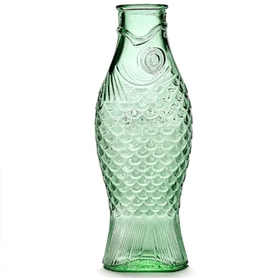 

Glass Water Pitcher Fish and Fish glassware by Paola Navone Wine Decanter 28.74 fl oz Bottle Container for hot and cold Drinks
