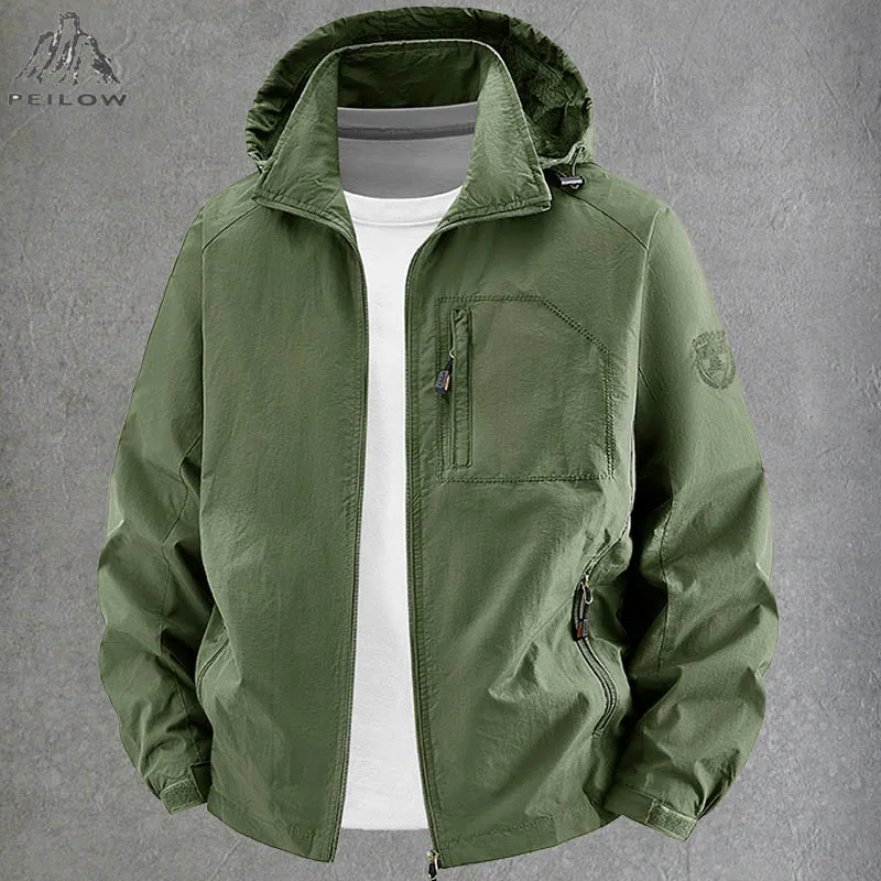 

Spring Autumn Windbreaker Waterproof Hiking Jackets Men Outdoor Camping Hooded Coat Male Gym Joggers Running Jacket Men Clothing