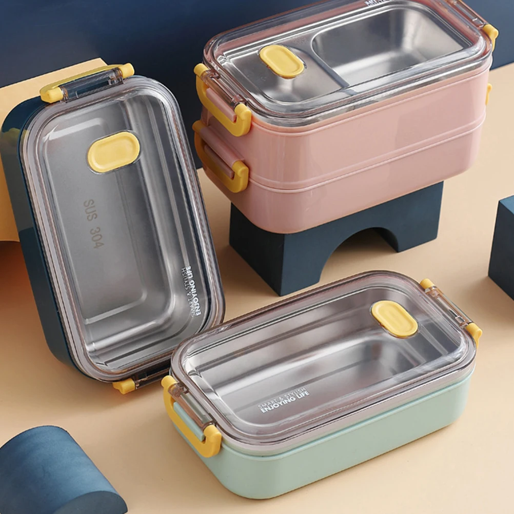 

Thermal Lunch Box Container Portable Divided Grid Food Containers PP Stainless Steel Long Lasting Students