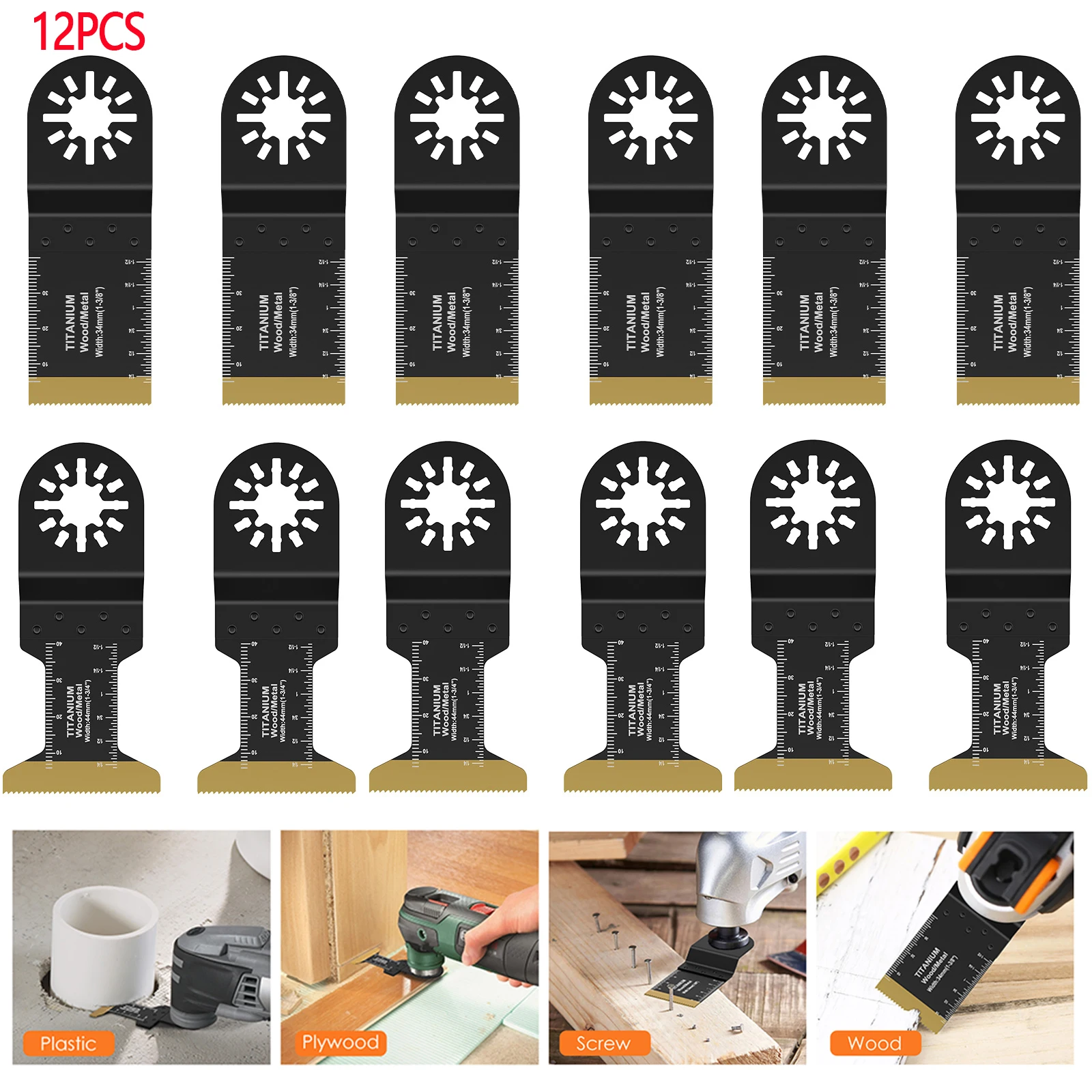 12 قطعة شفرات المنشار المتأرجحة من التيتانيوم ثنائية المعدن تتأرجح شفرات متعددة المهام أداة للمعادن الخشب المسامير مسامير قطع البلاستيك #1