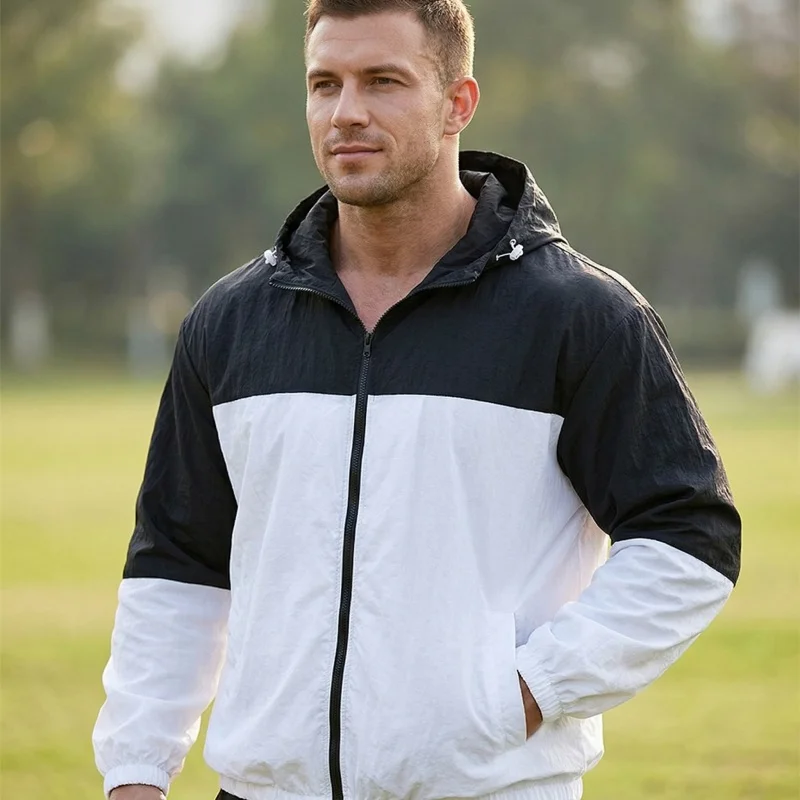 

Summer Fishing Hooded Windbreaker Men Fashion Thin Ice Silk Splicing Sunscreen Jacket Women Camping Riding UV Protection Coat