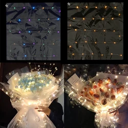 60x60cm LED Luminous Flower Wrapping Paper Waterproof Bouquet Packaging Plastics Material Proposal Wedding Birthday Party Decor