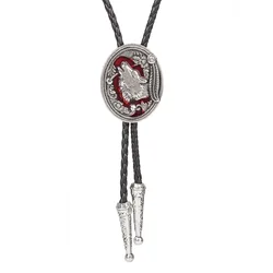 Tang grass pattern Wolf head bolo tie Western denim bolo tie