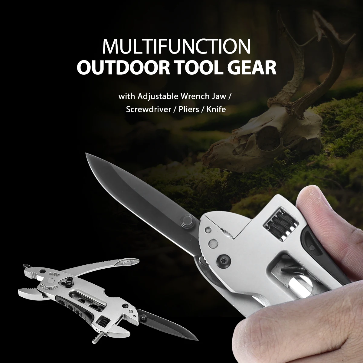 

Wrench Multi-purpose Knife and Pliers Outdoor Bottle Screwdriver Multifunction Tool Silver