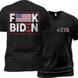 FJB US Distressed Flag Vintage Funny Pro America Print On Both Front Back Unisex T Shirt for Men Women