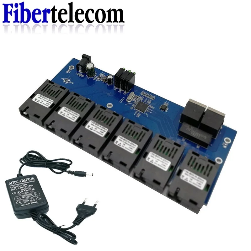 10/م/2 rj45 6x47 m sc منفذ ألياف إيثرنت سريع ، 6 sc 20 ، محول وسائط الألياف البصرية ، pcba