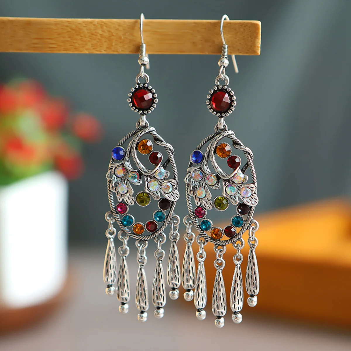 S925 Silver Long Tassel Earrings Geometric2023 US Retro Simple Earrings Hollow Flower Earrings 1$ Lowest Price Wholesale Jewelry