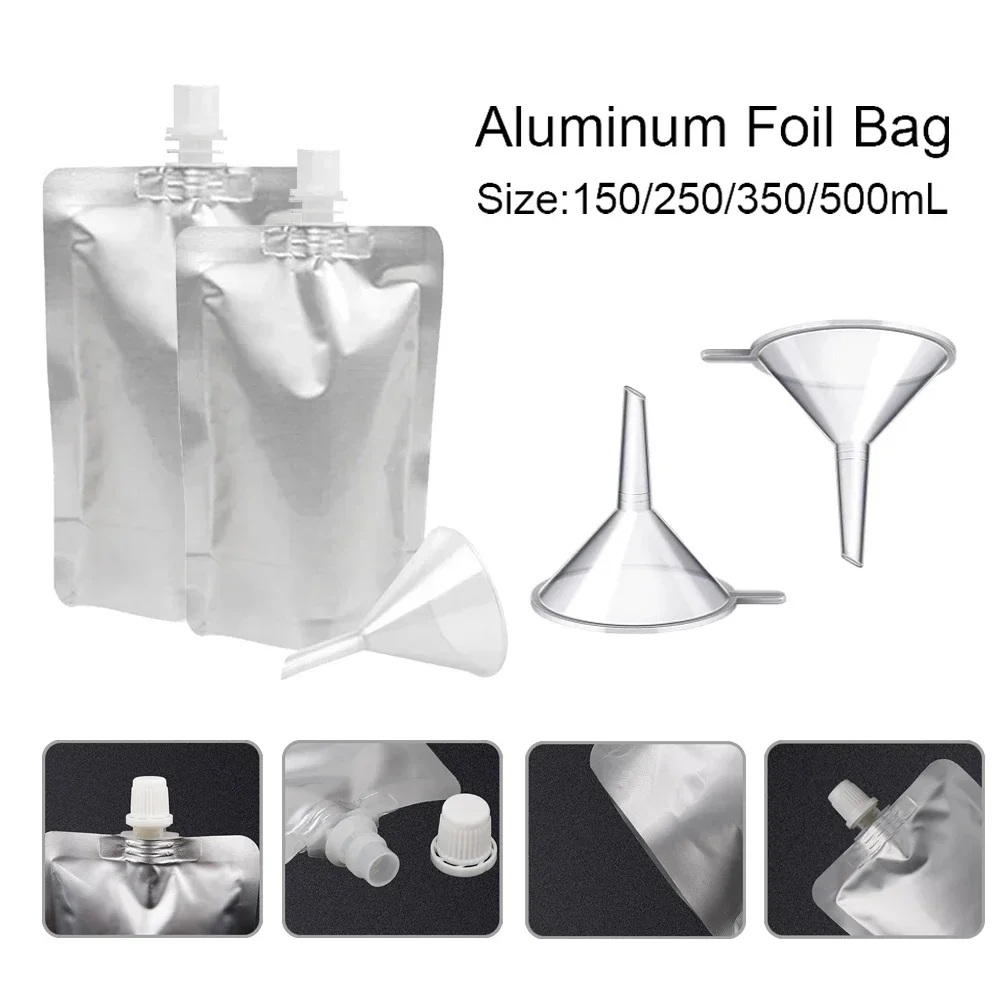 5-20Pcs Aluminum Foil Spout Pouches, Reusable Sealed Liquid Bags with Suction Nozzle for Beer, Juice, Takeout Packaging