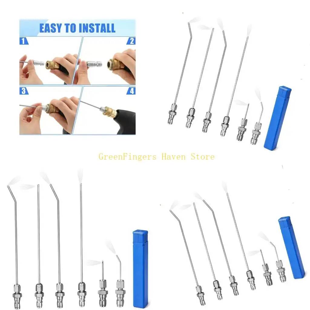 F68D 6Pieces High Pressure Water Jet Nozzles Set Straight/Bent Tip Cleaning Nozzles For Home Appliance And Garden Care