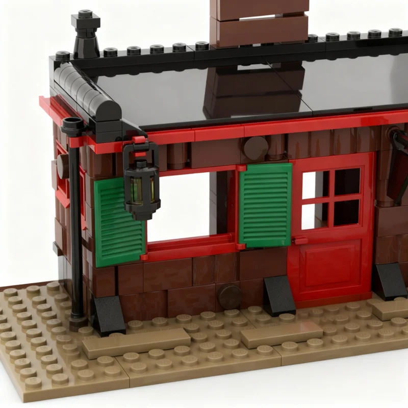 395pcs MOC Western Wild West Train Station Cowboys Legoredo Lone Ranger Trains Model Building Blocks Architecture DIY Assemble