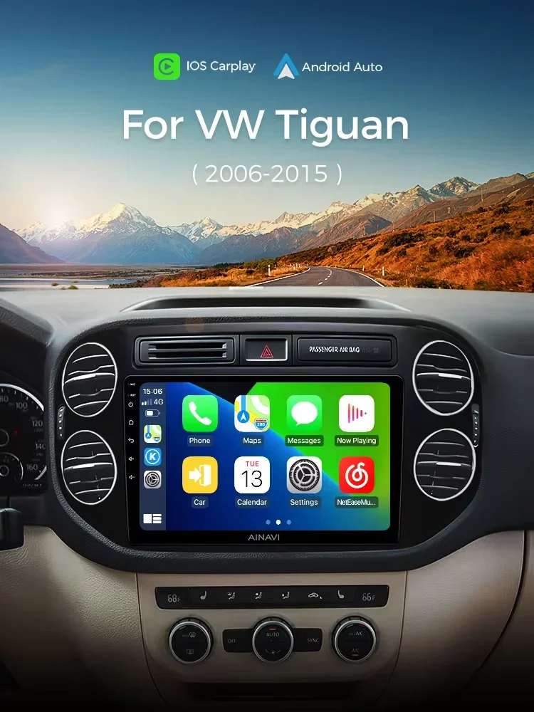 Ainavi autoradio voor Volkswagen VW Tiguan 2006 2010 2016 Golf Plus draadloze Carplay Android Auto autoradio multimediaspeler - afbeelding 2