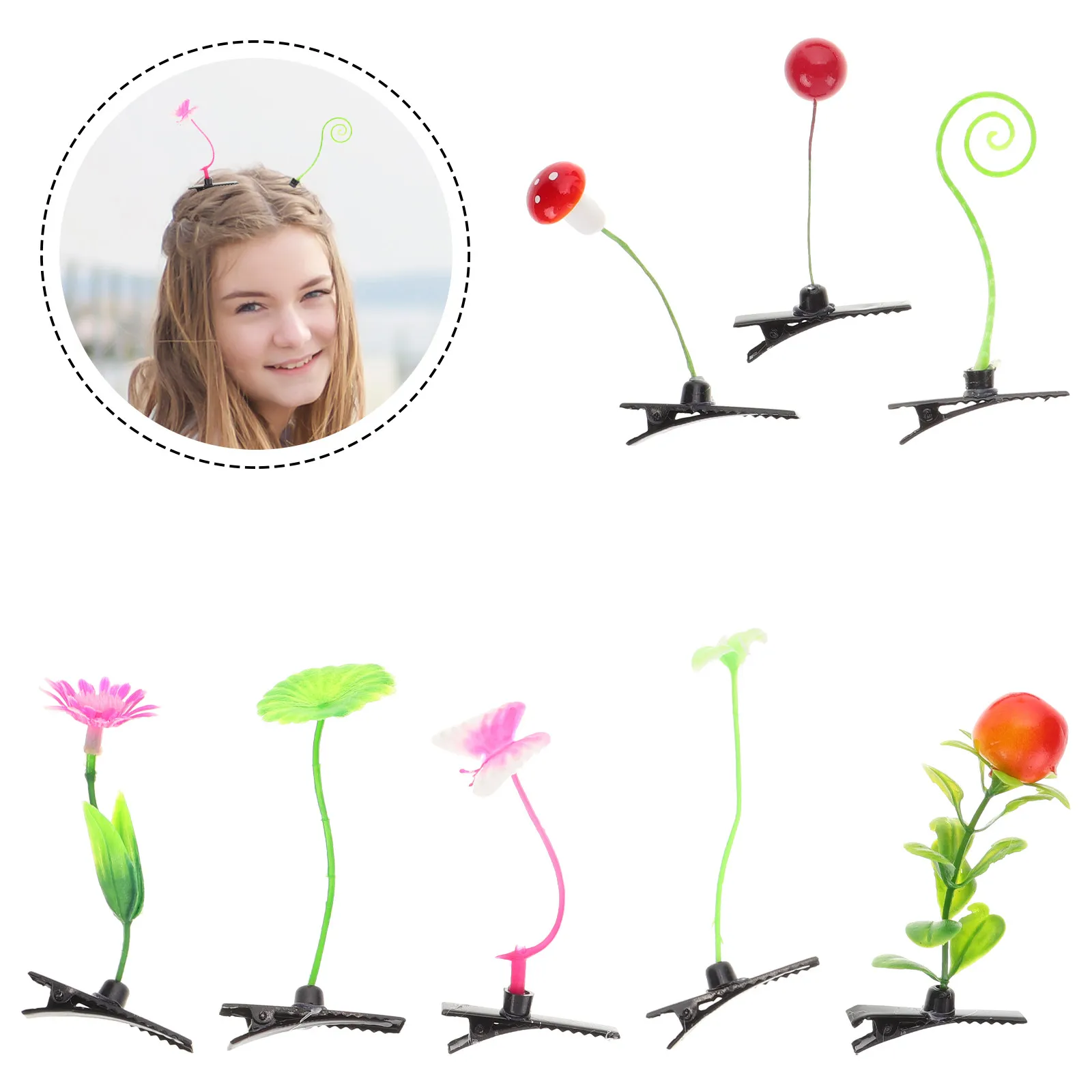 32Pcs Simulated Plant Hair Clips Lifelike Vibrant Lightweight Comfortable for Women All Ages Fun Hair