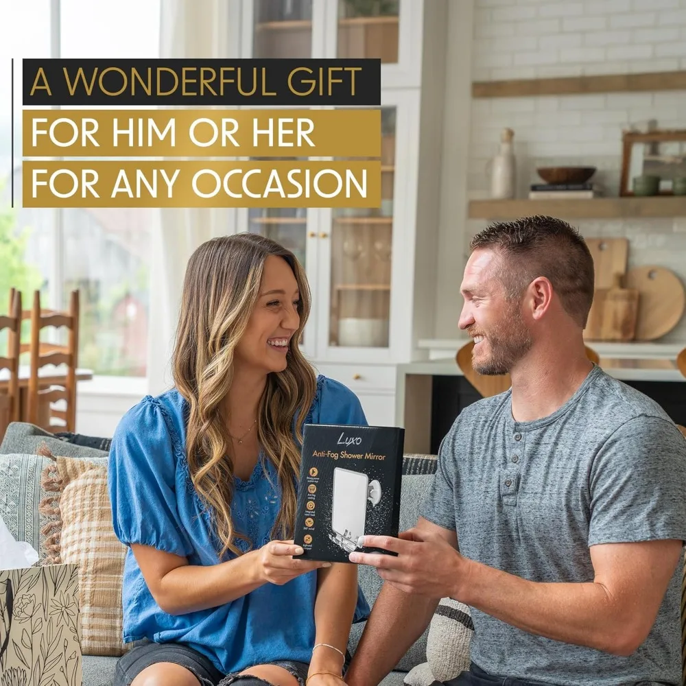 Beschlagfreier Dusch-Rasierspiegel mit abnehmbarem Rasiererhalter, starkem Saugnapf. Bruchsicheres Design für sichere, klare Verwendung in der Dusche.