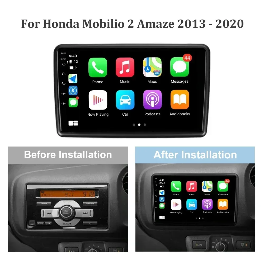 Per Honda Mobilio 2 Amaze 2013 - 2020 Autoradio Centrale Multimedia Navigazione Wireless Carplay 4G GPS Android Stereo ScreenPer H