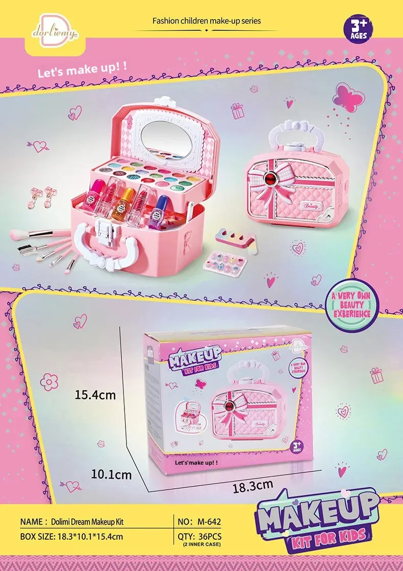 Children's make-believe play toys, girls' nail polish, lipstick, cosmetics, beauty box, storable handbag set