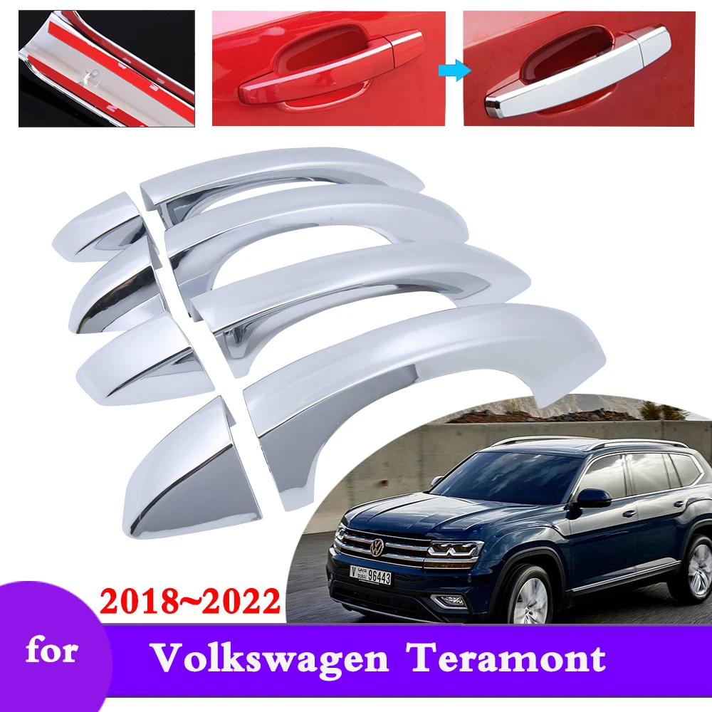 

Хромированная крышка дверной ручки для Volkswagen VW Teramont Atlas CA1 2018 2019 2020 2021 2022, защитная наклейка на автомобильные аксессуары