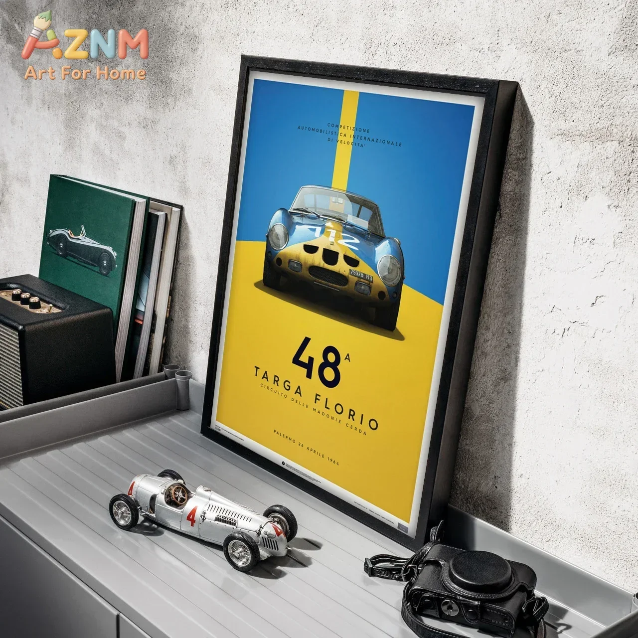 AZNM Vintage Le Mans Racing Car Canvas Wall Art Retro Endurance Race Poster Unframed Canvas Print for Garage Man Cave Decor