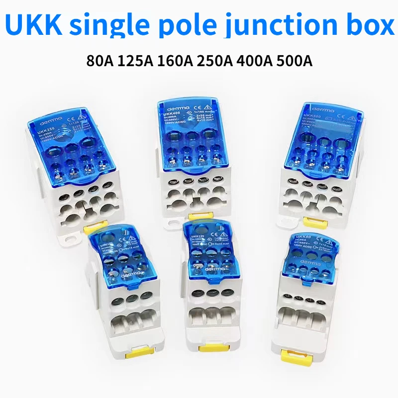 UKK80A UKK125A UKK160A UKK250A UKK400A UKK500A Terminal Block 1 in many Out Din Rail electric wire connector Power junction box