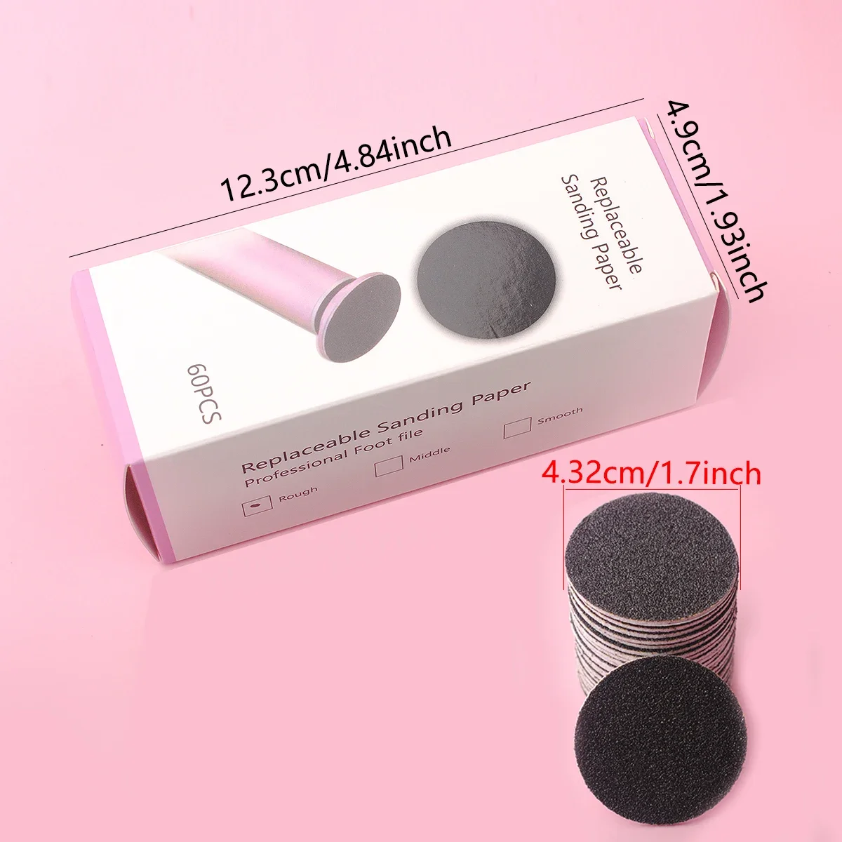 43mm 60pcs/Box Foot Dead Skin Sandpaper For Electric Nail File Cuticle Callus Replaceable Sanding Paper Professional Pedicure