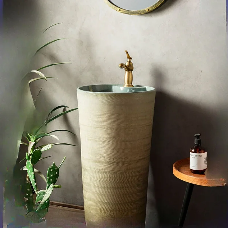 

Ceramic column basin integrated vertical outdoor hand washing courtyard retro balcony bathroom