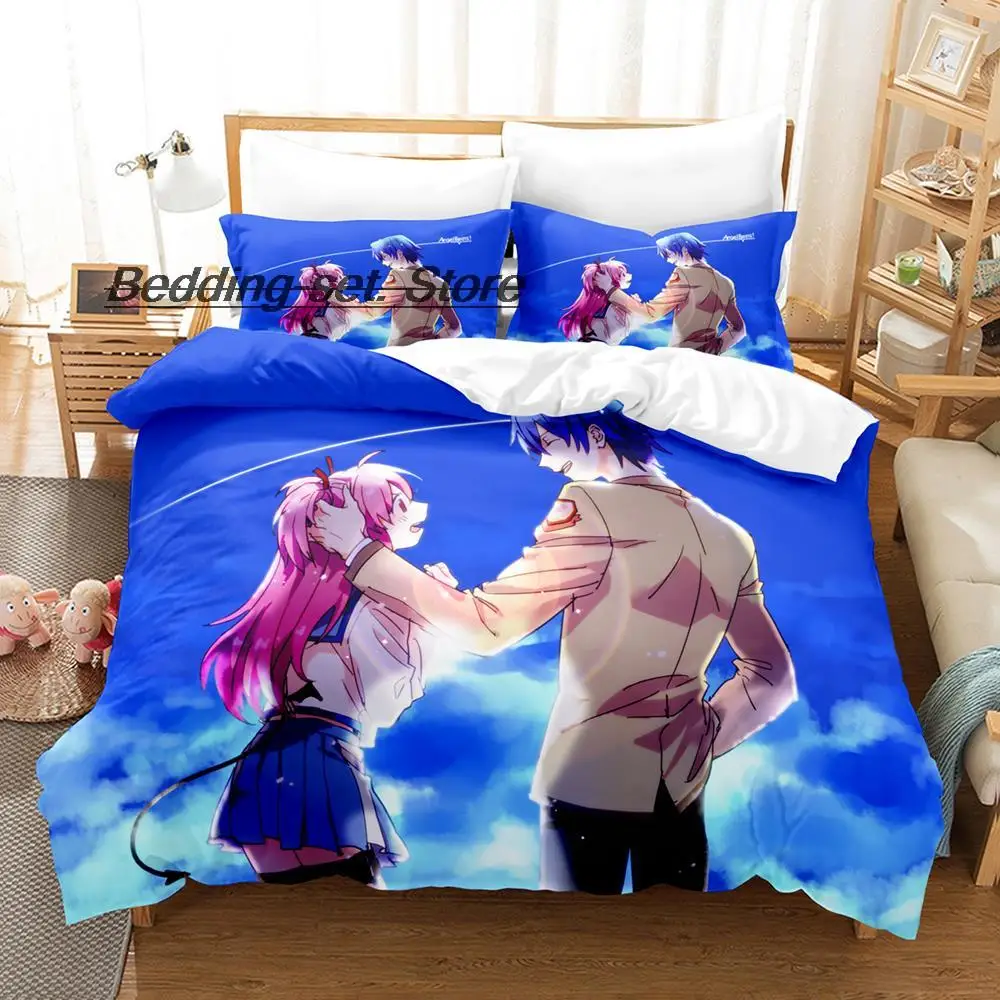 

2023 Angel Beats Bedding Set Single Twin Full Queen King Size Bed Set Aldult Kid Bedroom Duvetcover Sets Anime Bed Sheet Set