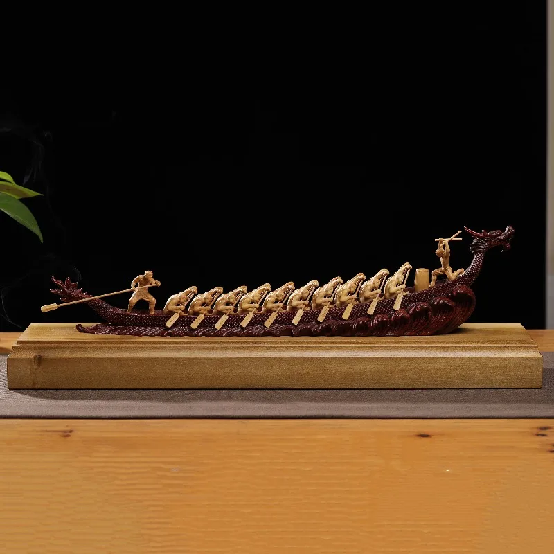 Carved dragon boat ornaments, home office decorations crafts
