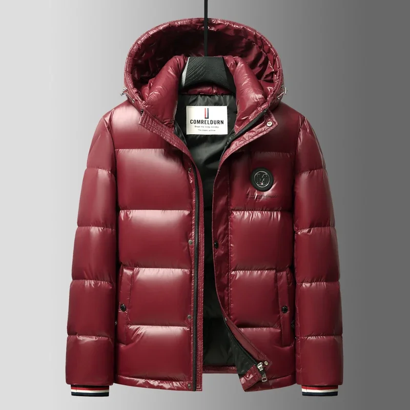 Men Down Jacket 2026 Trendy White Duck Down Thick Cold Proof Warm Hooded Pike Coat Outdoor Casual Winter Zipper Puffer Jacket
