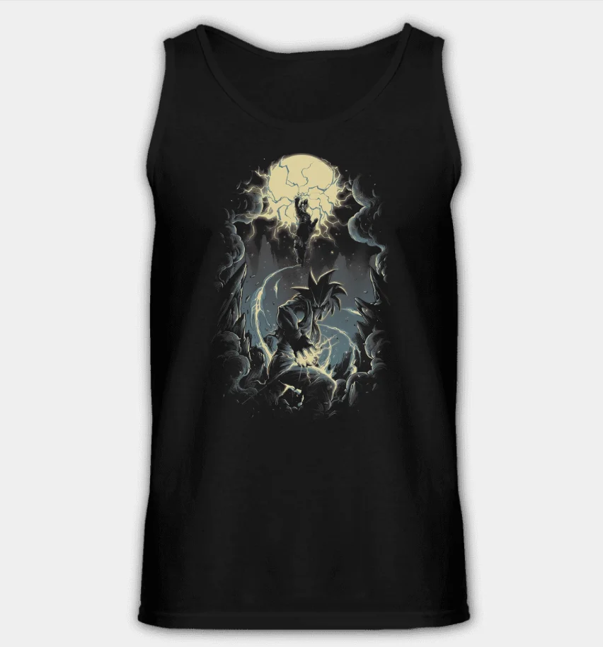 

Dragon Ball Goku Battle Moon Lightning Print Muscle Tank Top Anime Dark Style Men Women Casual Sleeveless Shirt