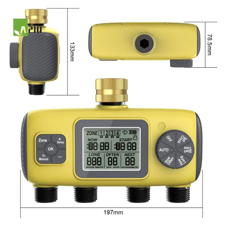 

A21Q -Automatic 4-Way Garden Irrigation Timer Watering Control, Threaded For BSP 3/4Inch Four-Way Irrigation Timer