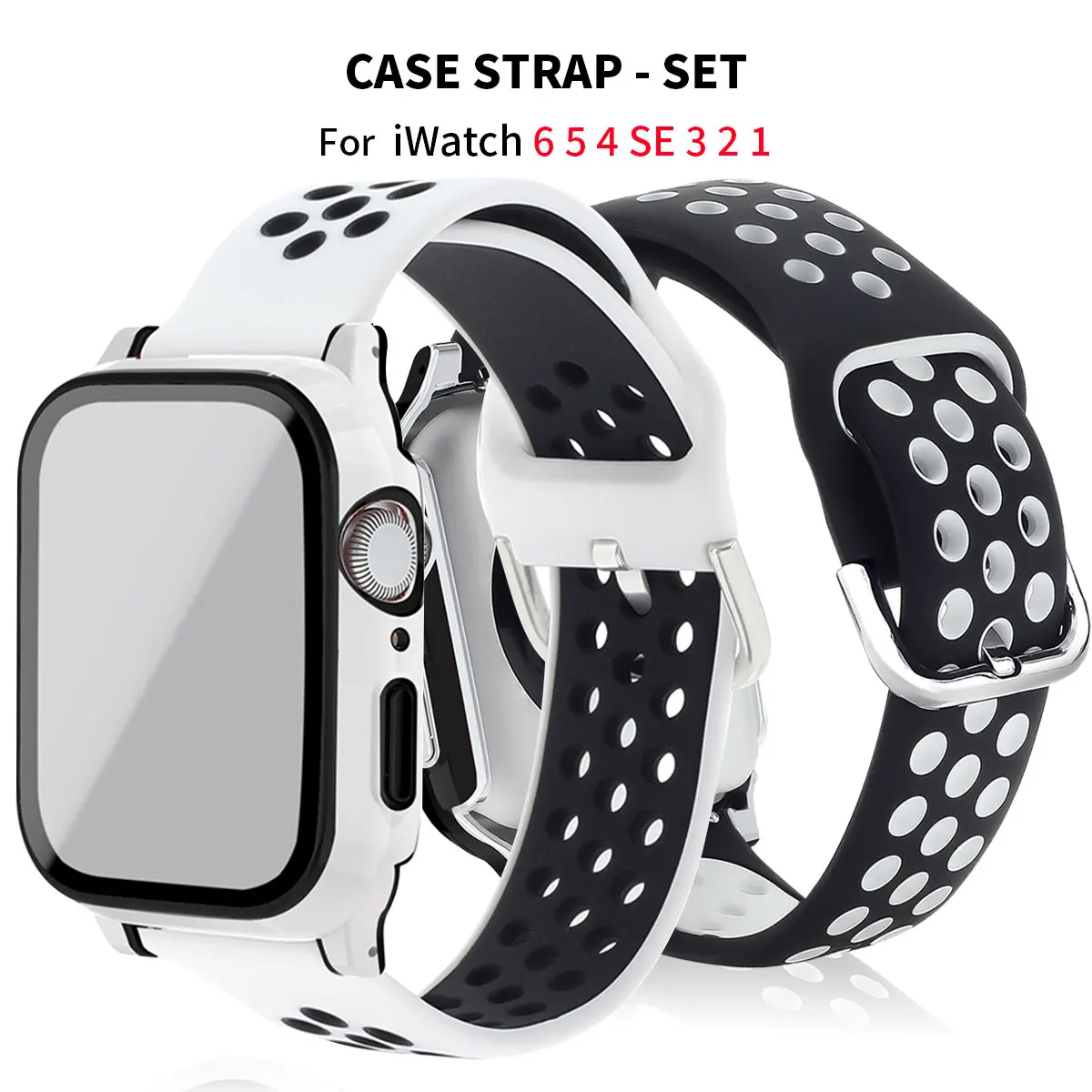 

Glass + Case + Band set for Apple Watch Strap 38mm 40mm 42mm 44mm Silicone strap iWatch Series 321654SE