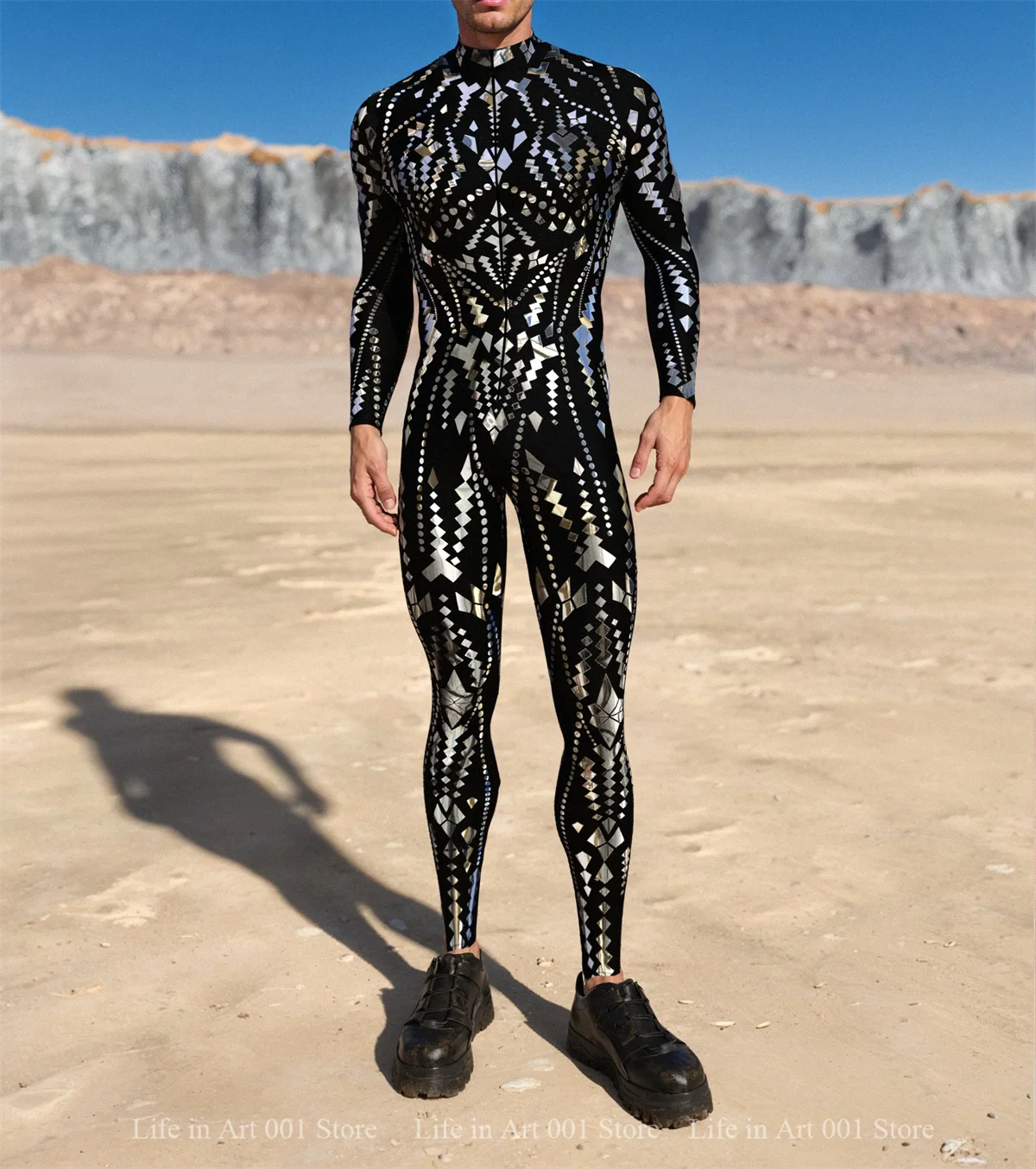 남자 사이버 3D 인쇄 점프 슈트 펑크 Morphsuit 할로윈 로봇 코스프레 젠타이 양복 휴일 파티 바디 슈트 레이브 사이클링 Catsuits