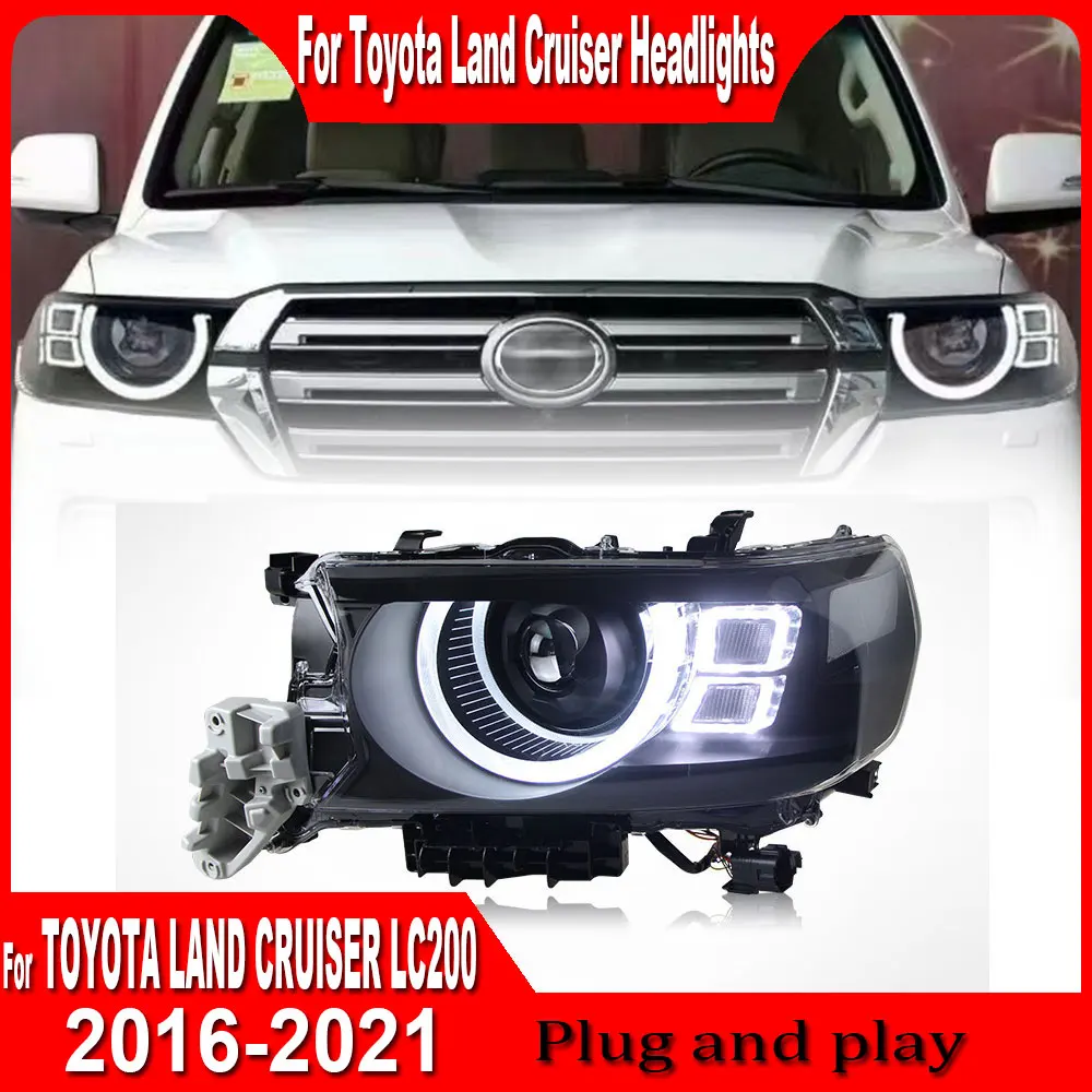 Headlight for Toyota Land Cruiser LED Head Lamp2016-2021 Headlights Assembly LC200 DRL Turn Signal High Beam Angel Eye Projector