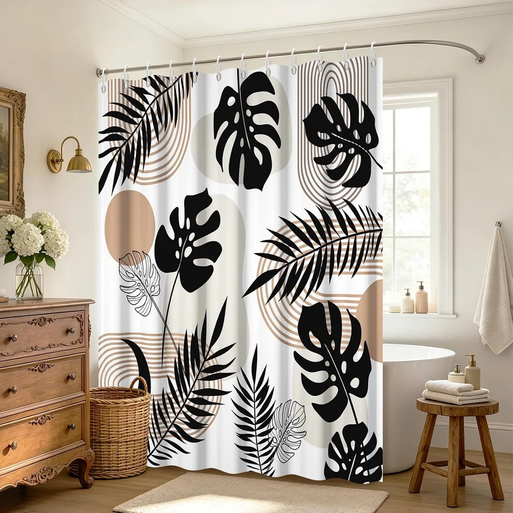 Abstract Geometrics Shower Curtains Mid-century Nordic Minimalist Bathroom Decortaions Modern Polyester Bath Curtain with Hooks